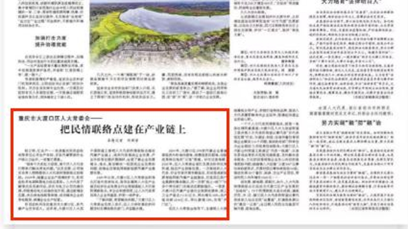 人民日报看重庆｜大渡口区人大常委会——把民情联络点建在产业链上