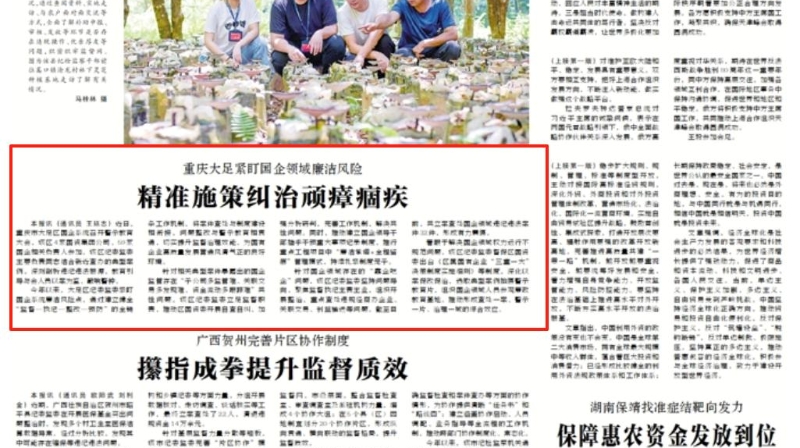 中国纪检监察报看重庆｜大足：精准施策纠治顽瘴痼疾