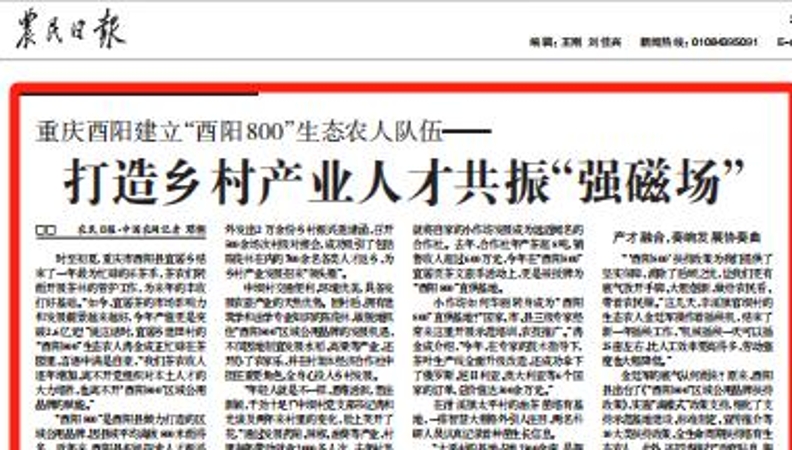 农民日报看重庆｜酉阳建立“酉阳800”生态农人队伍——打造乡村产业人才共振“强磁场”