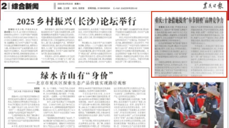 农民日报看重庆｜十条措施提升“奉节脐橙”品牌竞争力