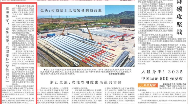 新华每日电讯看重庆｜垫江：光伏赋能，荒坡变身“绿色银行”